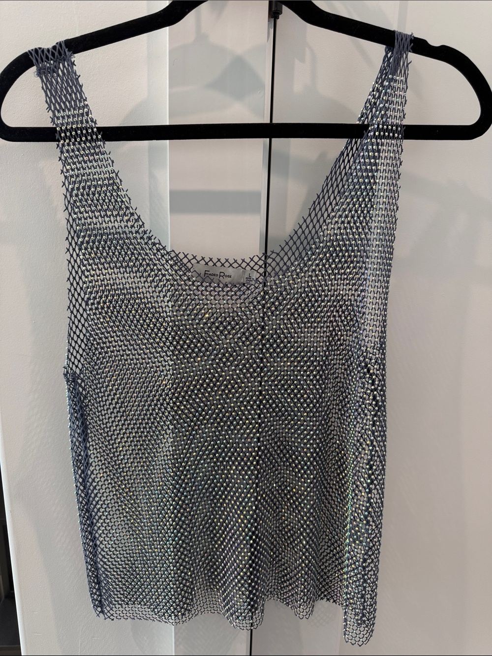 Femme Rose Silver Mesh Tank Top